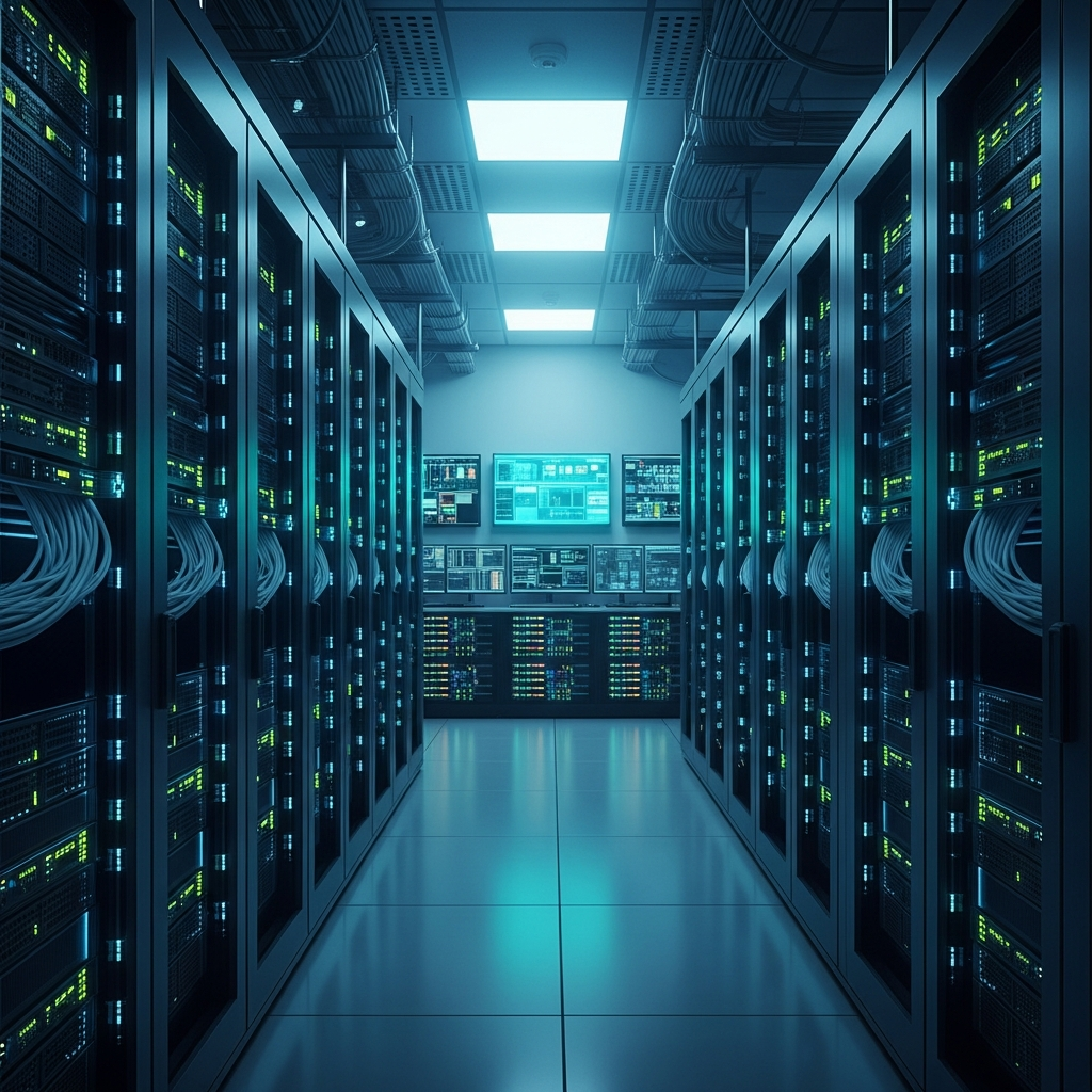 Managed IT-Service – Server-Raum mit blauer Beleuchtung